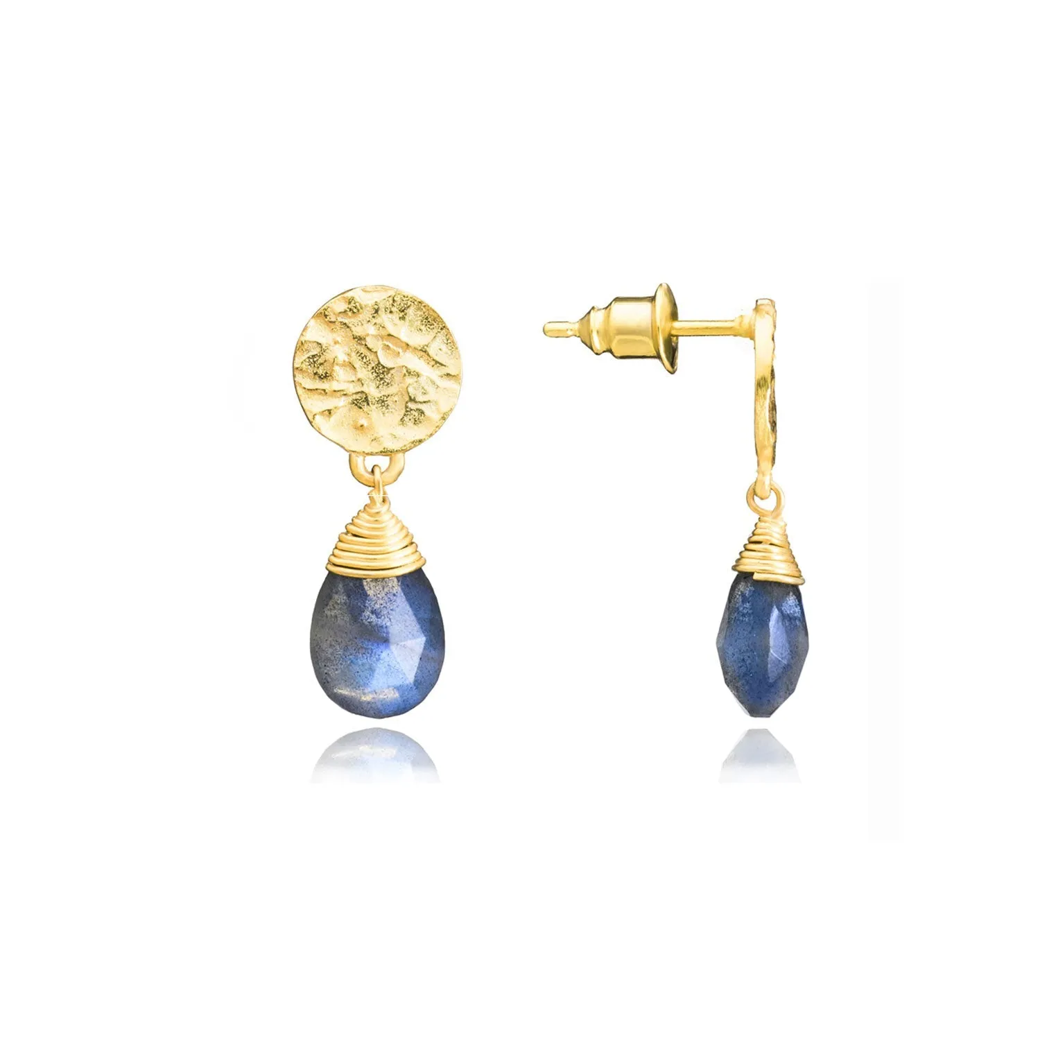 Classic Athena Drop Earrings: Labradorite sold by Azuni London