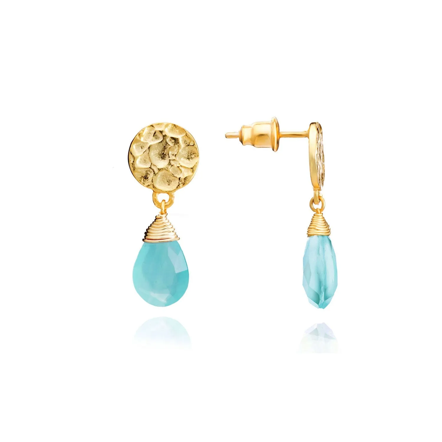 Classic Athena Drop Earrings Aqua Pariba Onyx sold by Azuni London