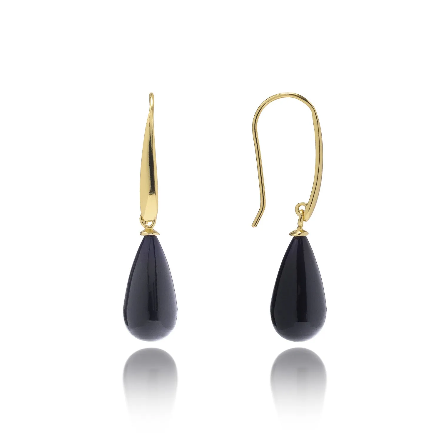 Hera Polished Stone Drop Earrings Black Onyx sold by Azuni London