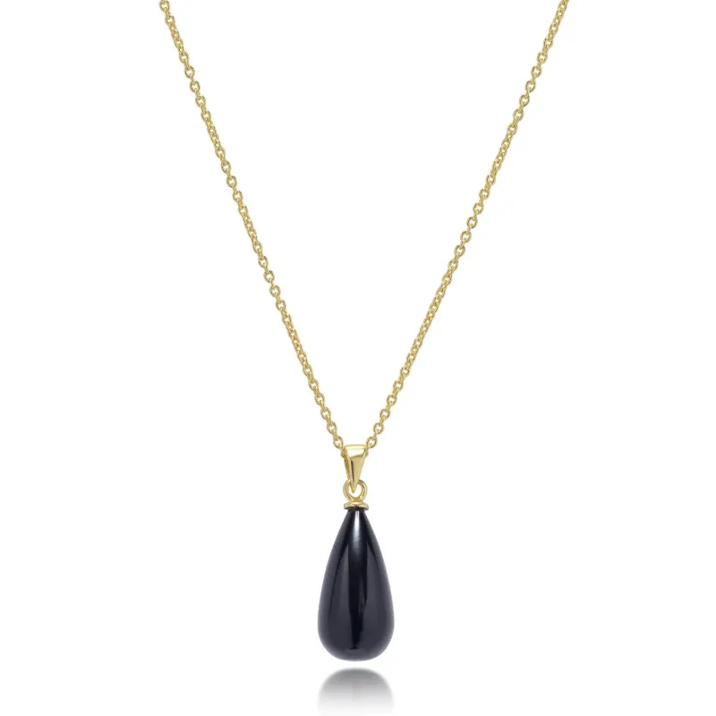 Hera Polished Stone Pendant Necklace Black Onyx sold by Azuni London