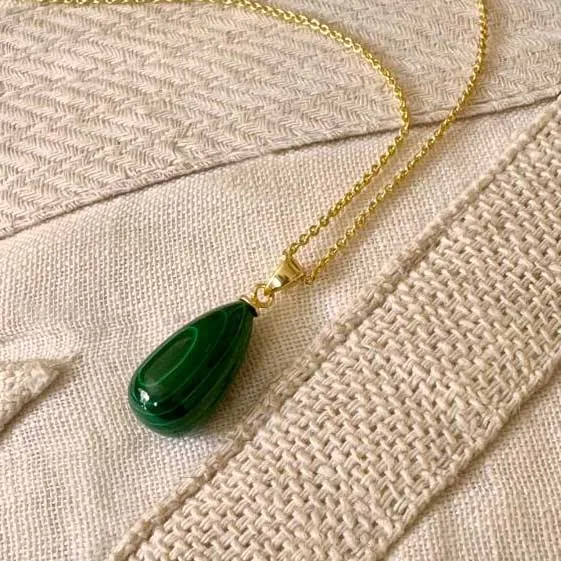 Hera Polished Stone Pendant Necklace Malachite sold by Azuni London product image thumbnail 5