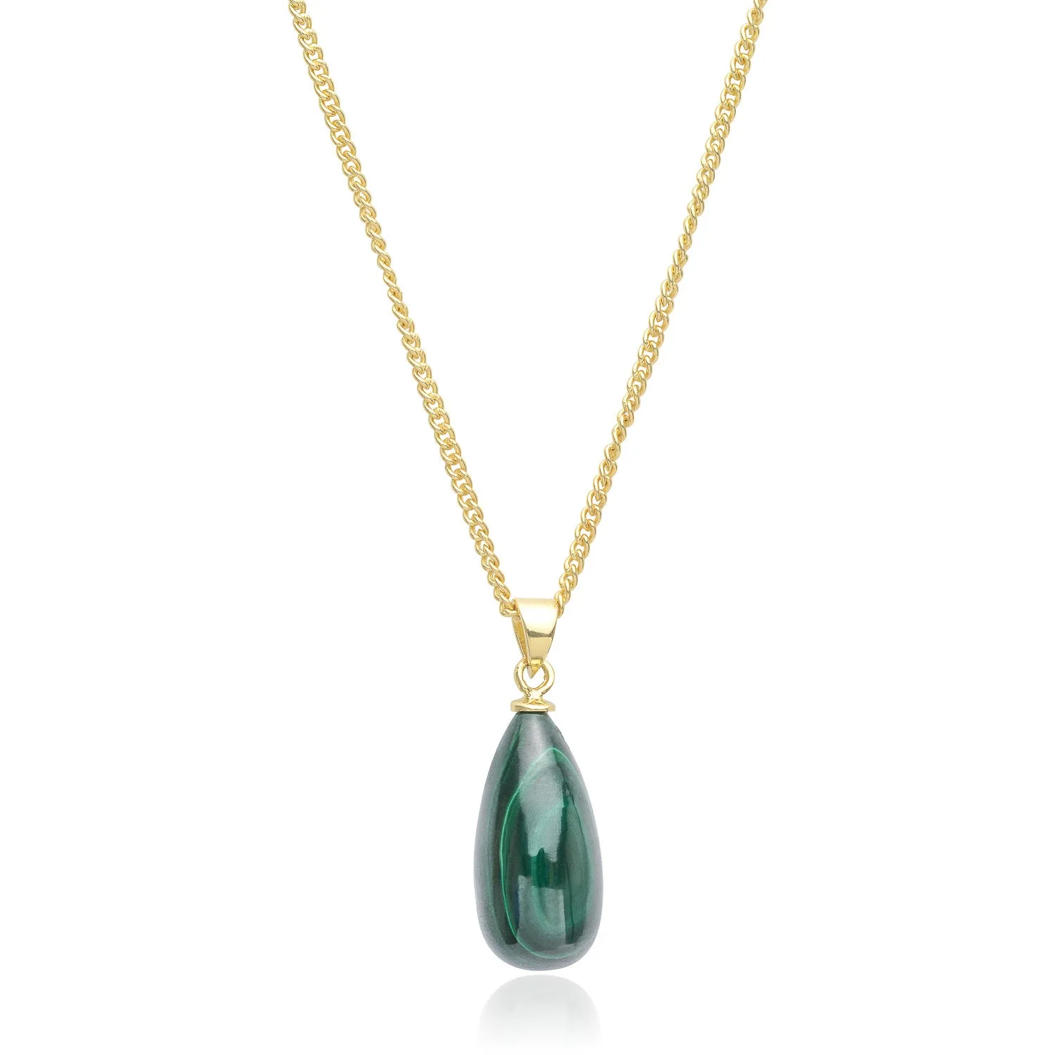 Hera Polished Stone Pendant Necklace Malachite sold by Azuni London