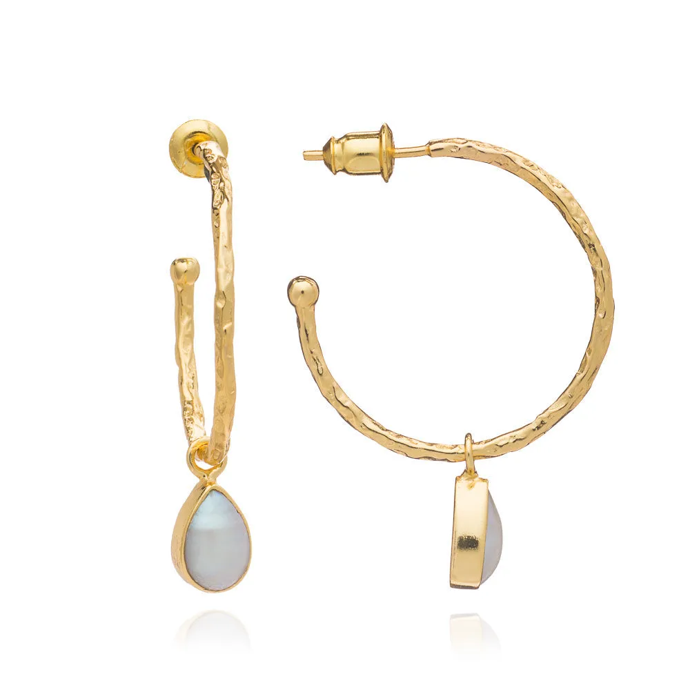 Hydra Gold and Pearl Hoops sold by Azuni London
