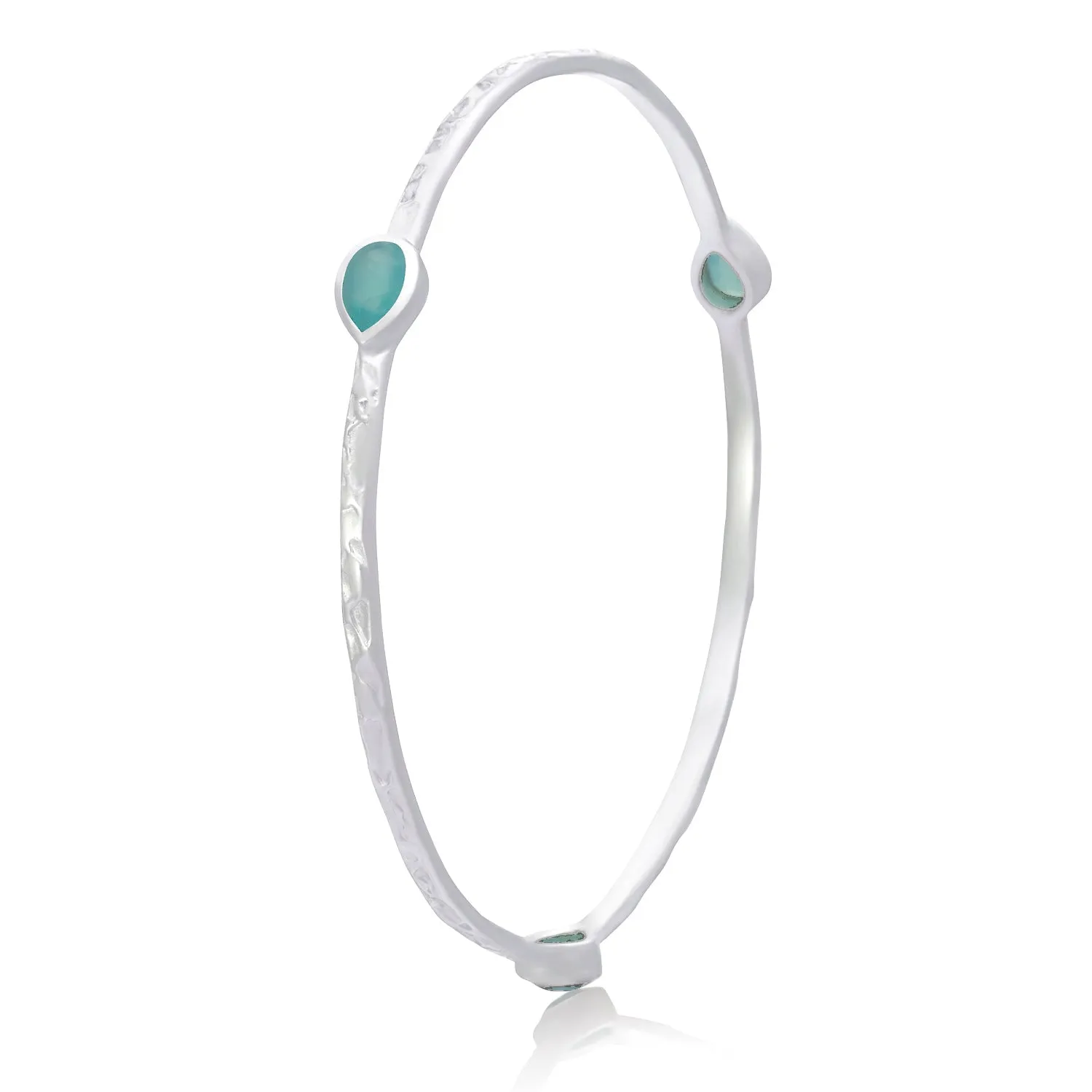 Simi Three Stone Stacking Bangle: Silver Pariba Onyx sold by Azuni London