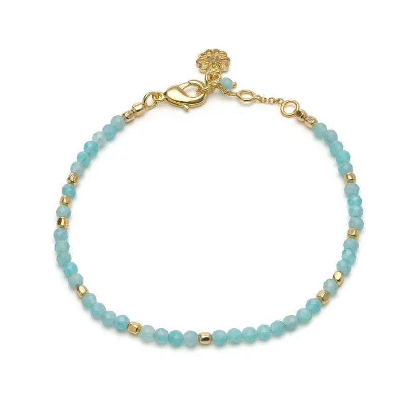 Milos Gemstone and Gold Bead Bracelet Amazonite sold by Azuni London