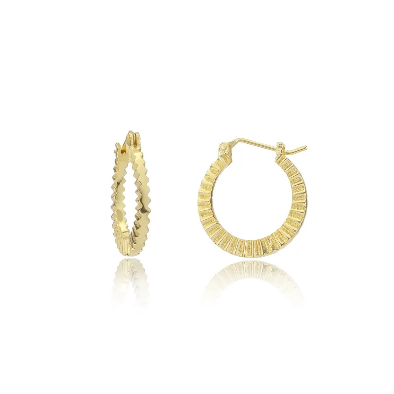 Kea Ridged Gold Hoops made by Azuni London