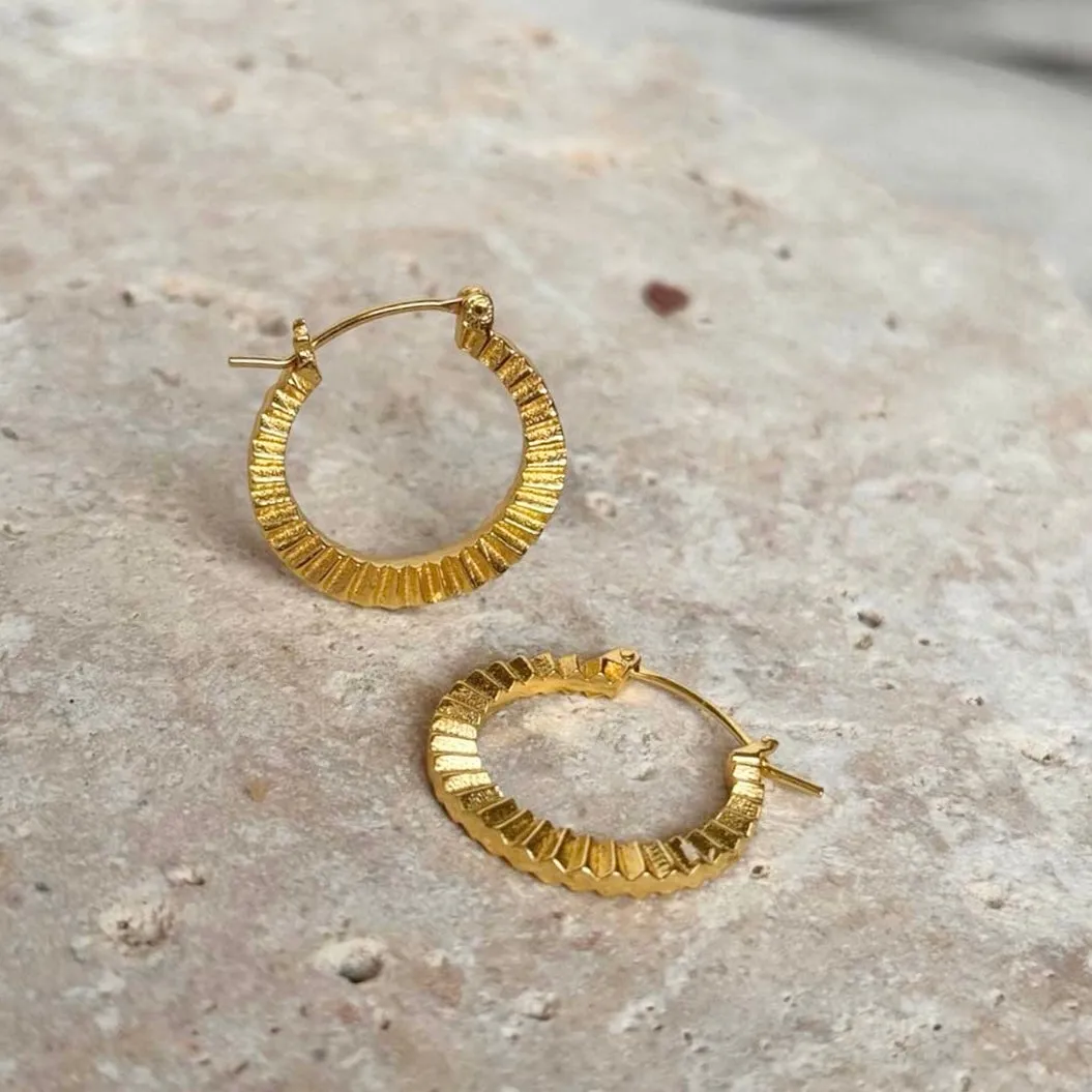 Kea Ridged Gold Hoops sold by Azuni London product image thumbnail 2
