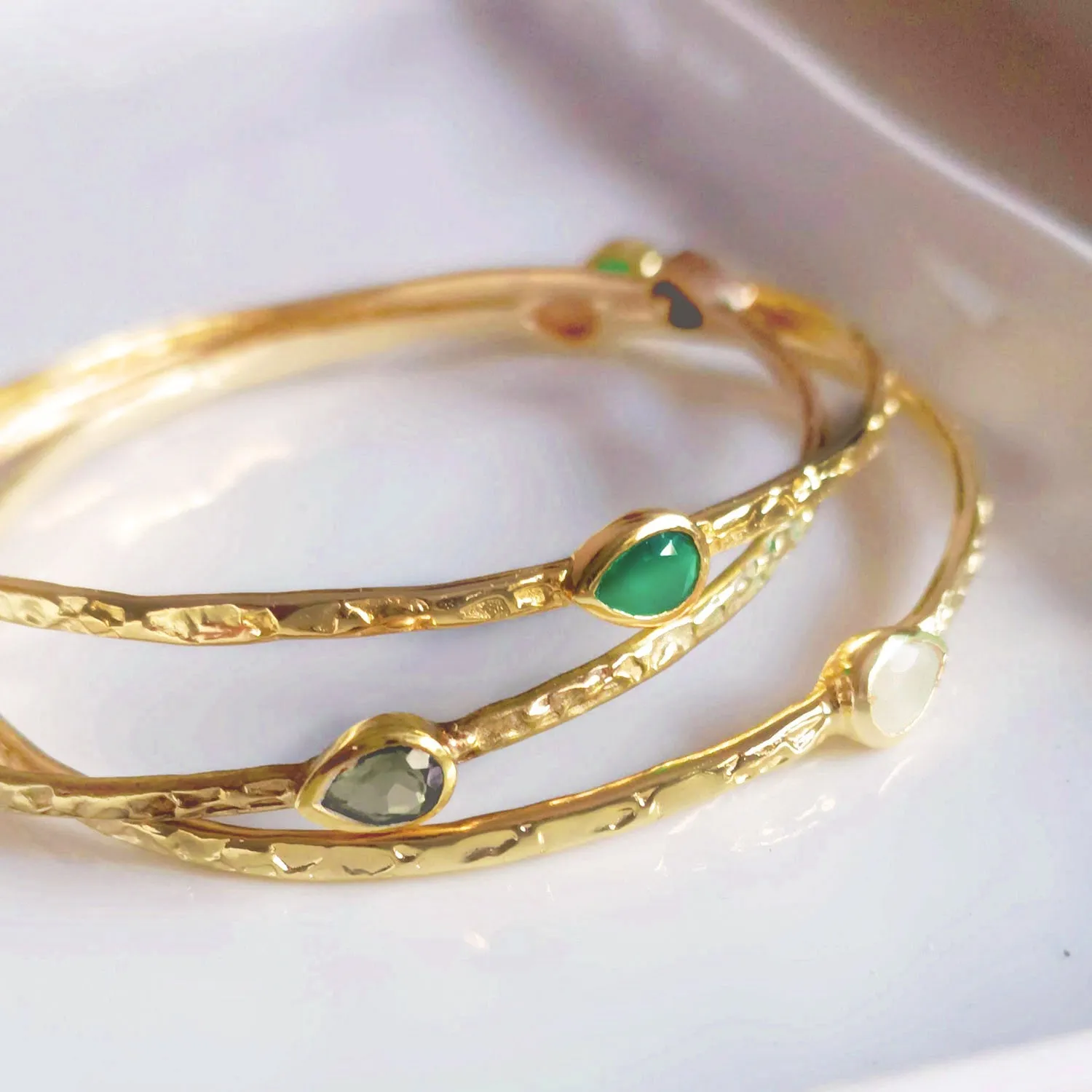 Simi Three Stone Stacking Bangle Rainbow Moonstone sold by Azuni London product image thumbnail 2