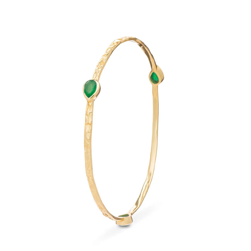 Simi Three Stone Stacking Bangle Green Onyx sold by Azuni London