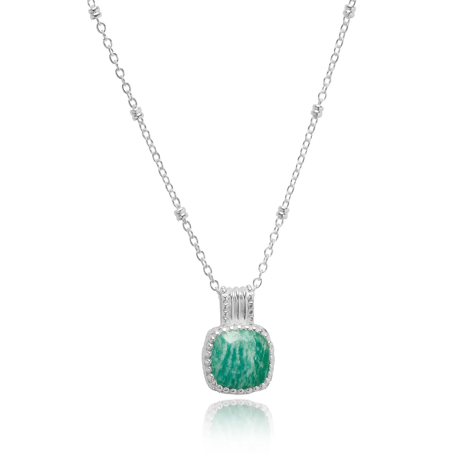 Tetra Square Gemstone Pendant Silver Amazonite sold by Azuni London