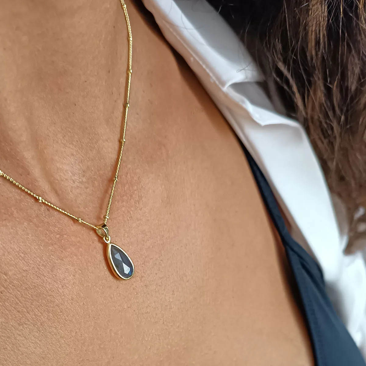 Simi Teardrop Gemstone Pendant with Labradorite sold by Azuni London product image thumbnail 3