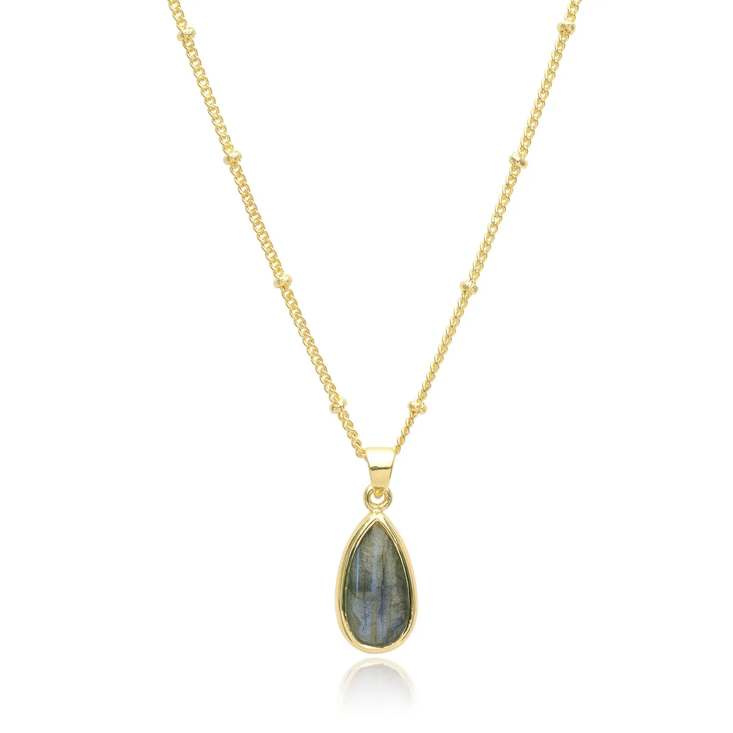 Simi Teardrop Gemstone Pendant with Labradorite sold by Azuni London