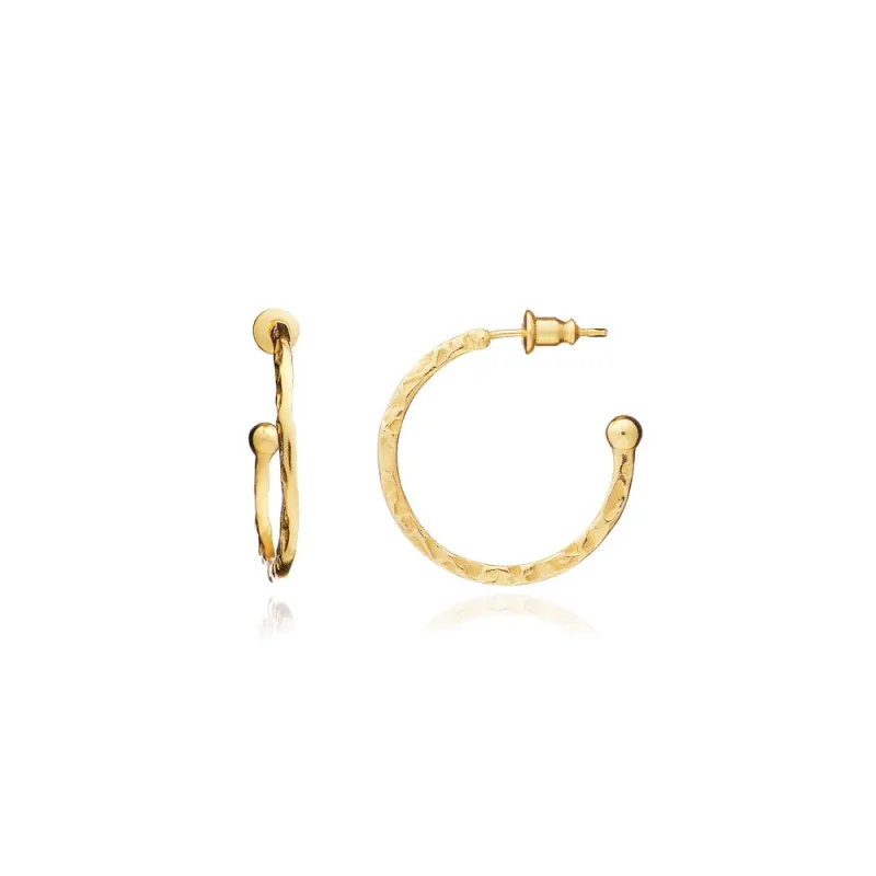 Lydia Textured Gold Hoops sold by Azuni London