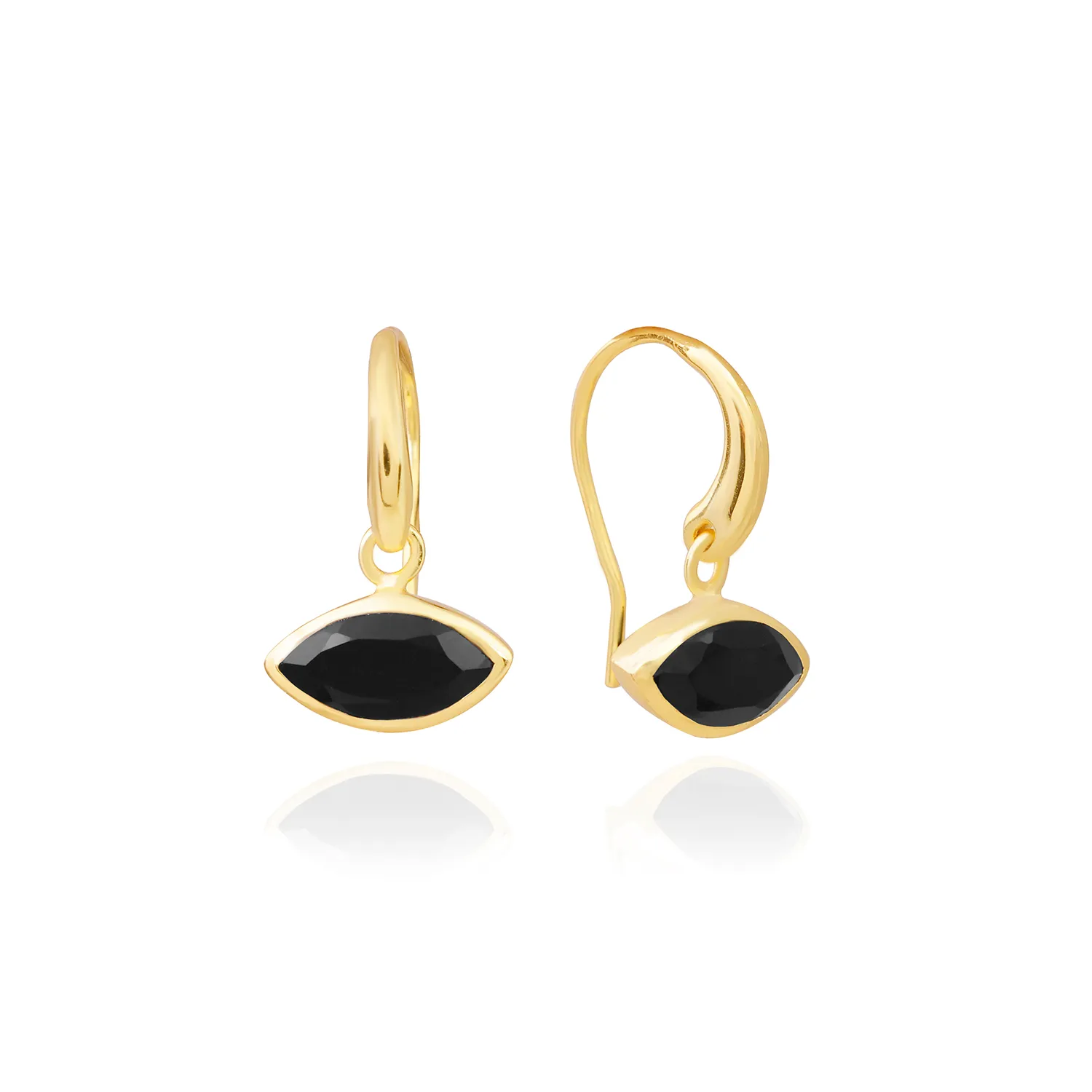 Lena Marquise Gemstone Drop Earrings Black Onyx sold by Azuni London