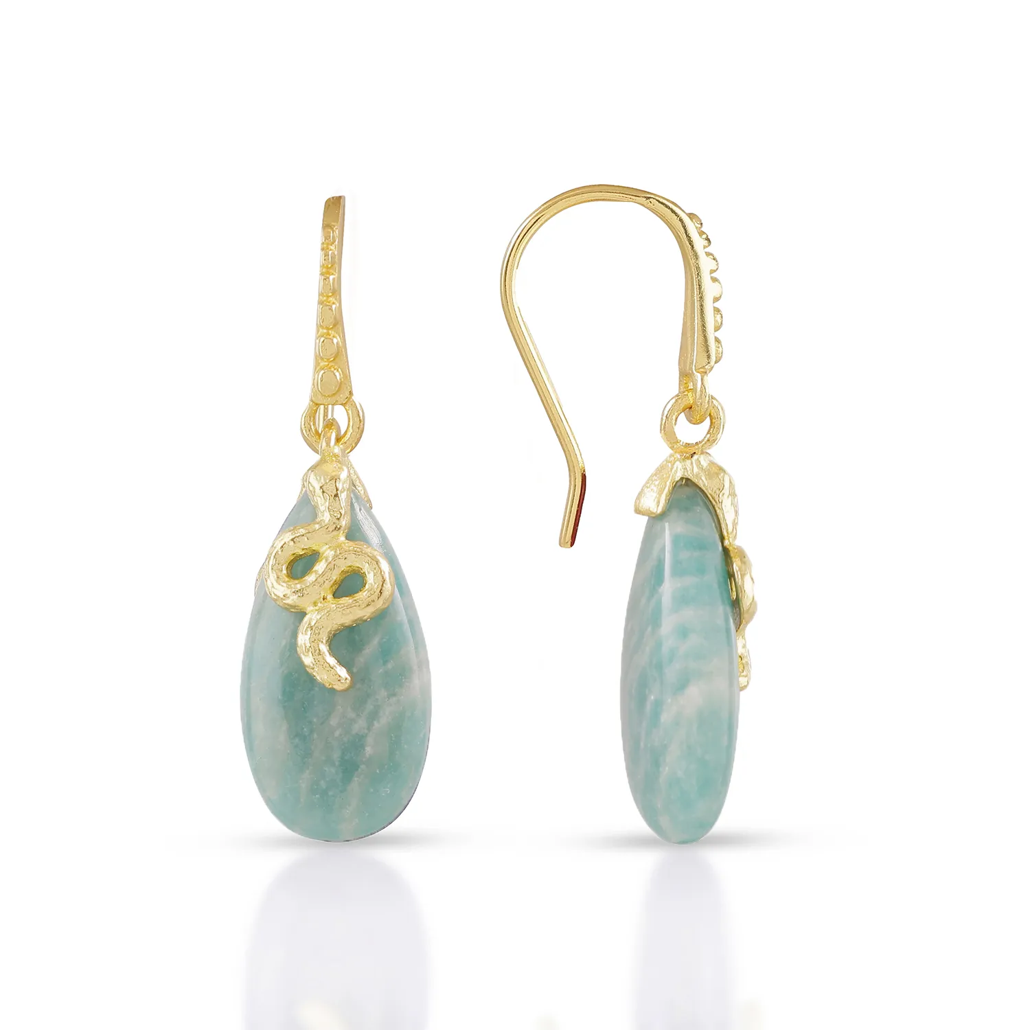 Medusa Gemstone Drop Earrings Amazonite sold by Azuni London