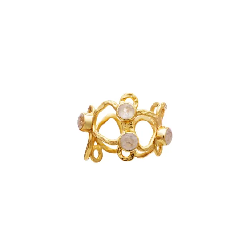 Thalia Adjustable Gemstone Ring: Moonstone sold by Azuni London