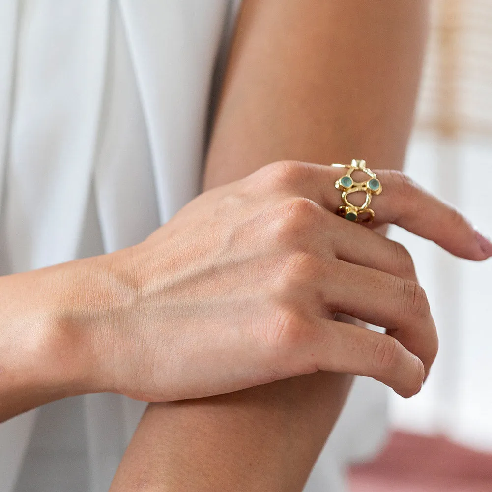 Thalia Adjustable Gemstone Ring: Pariba Onyx sold by Azuni London product image thumbnail 3