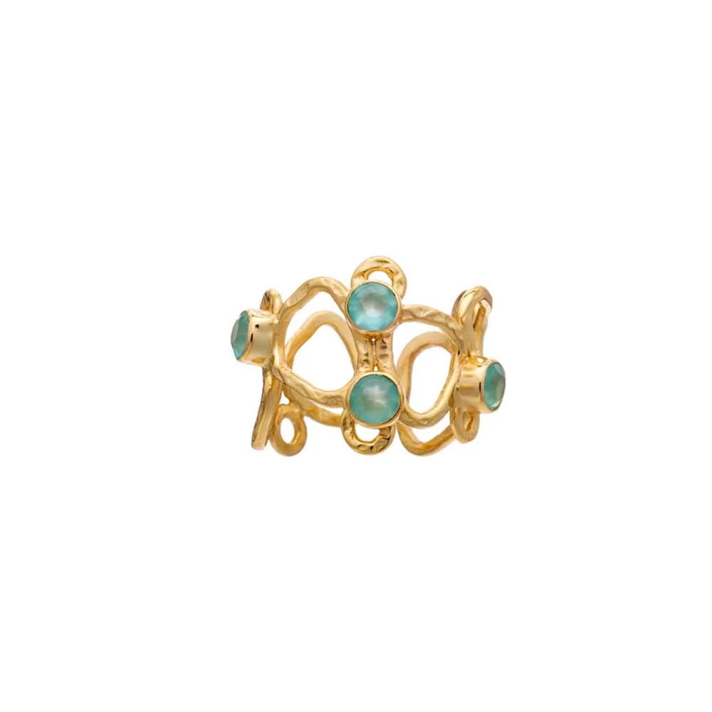 Thalia Adjustable Gemstone Ring: Pariba Onyx sold by Azuni London