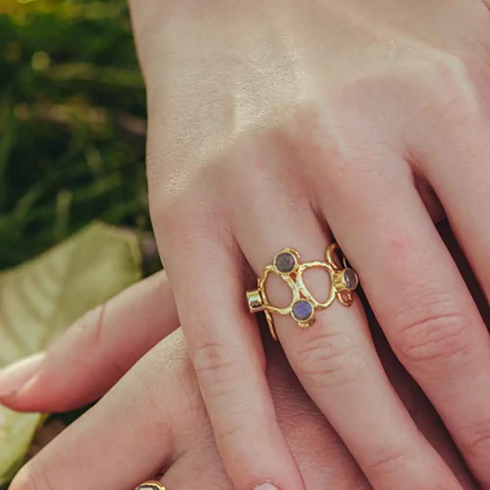 Thalia Adjustable Gemstone Ring: Labradorite sold by Azuni London product image thumbnail 3