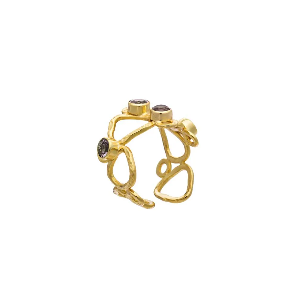 Thalia Adjustable Gemstone Ring: Labradorite sold by Azuni London product image thumbnail 2