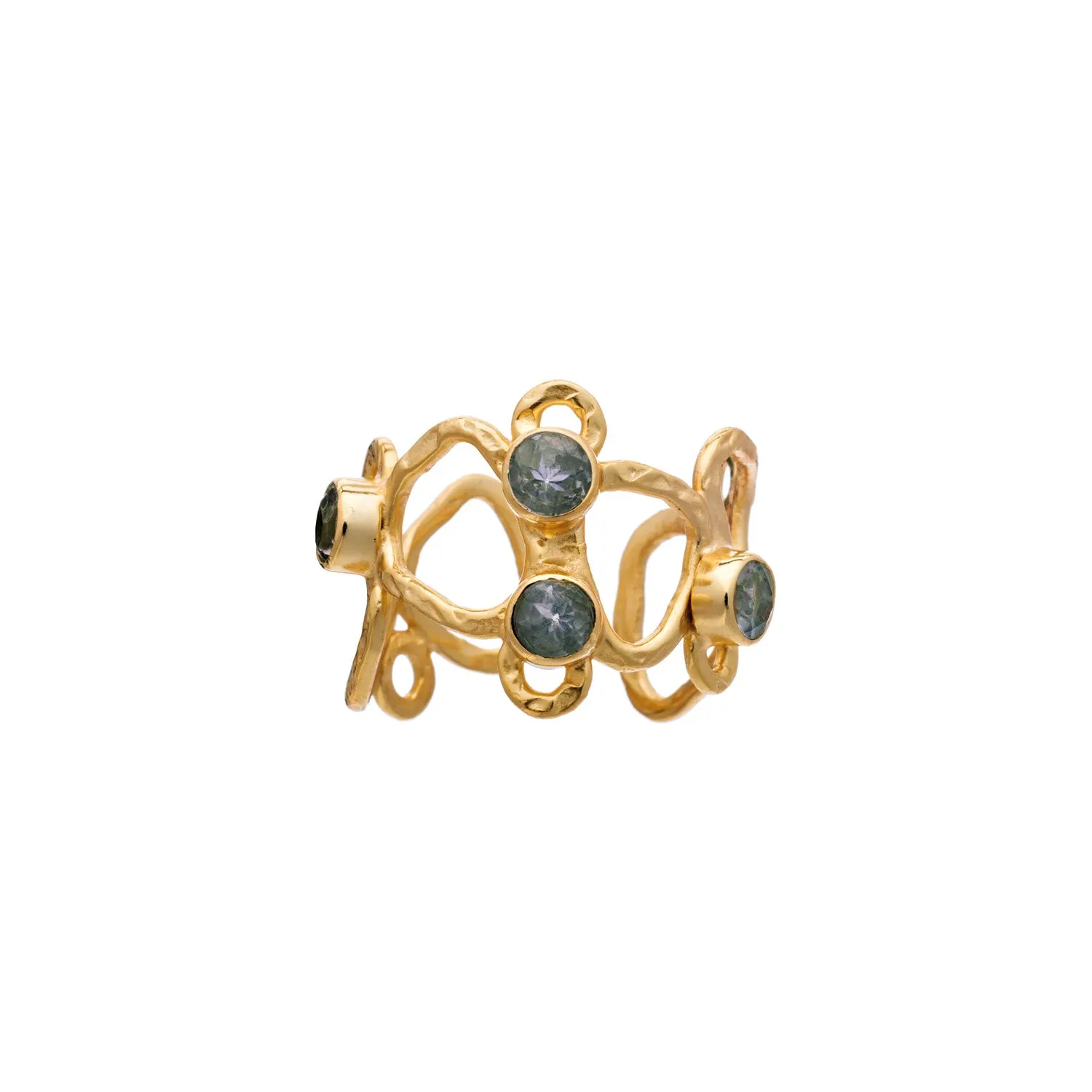 Thalia Adjustable Gemstone Ring: Labradorite sold by Azuni London