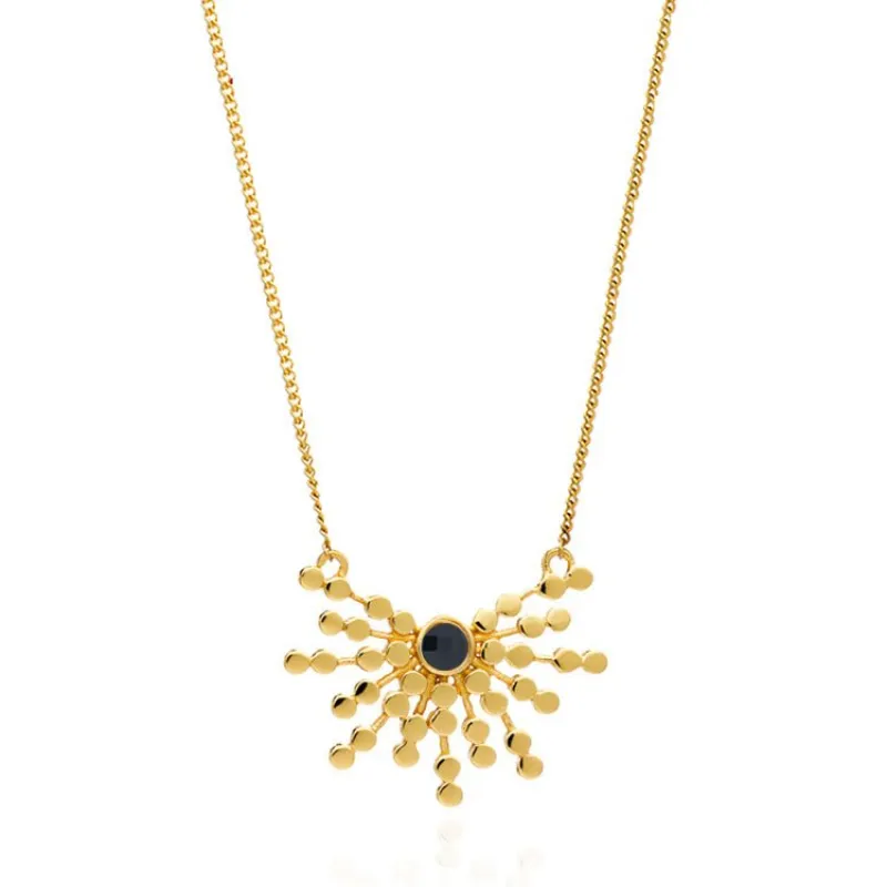 Etrusca Radiating Bead Gemstone Pendant: Black Onyx made by Azuni London