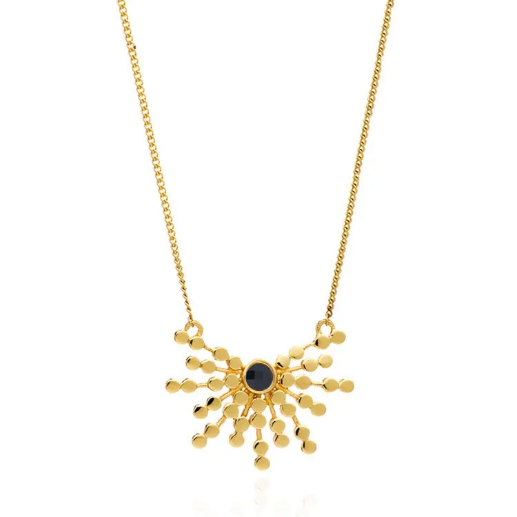 Etrusca Radiating Bead Gemstone Pendant: Black Onyx sold by Azuni London