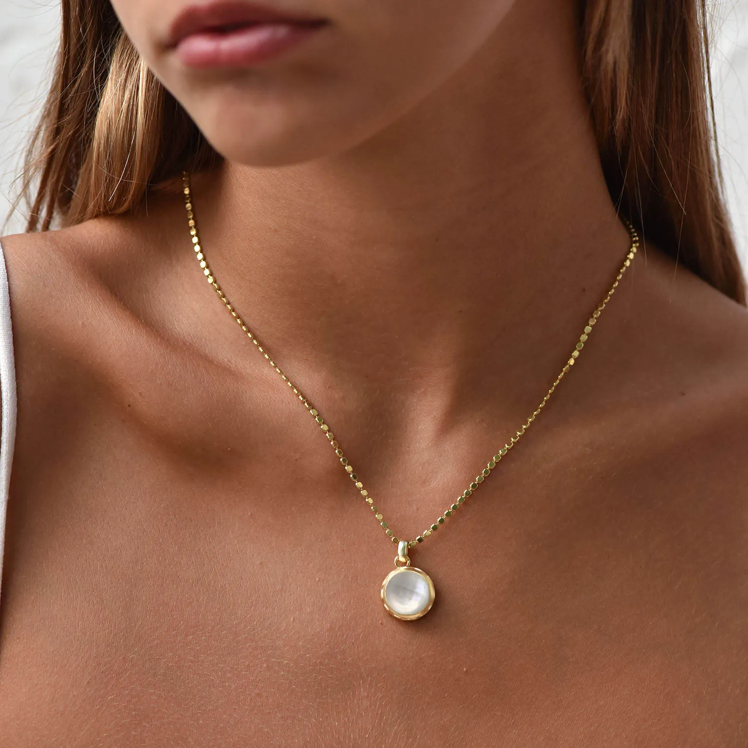 Apollo Reversible Doublet Gemstone Pendant Mother of Pearl with Pink Crystal sold by Azuni London product image thumbnail 5