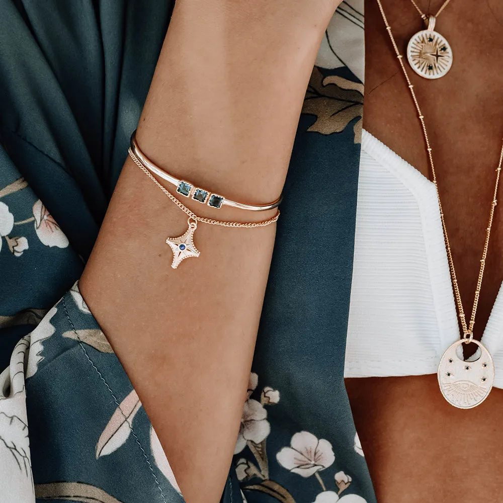 Athena Mosaic Three Stones Bangle Turquoise sold by Azuni London product image thumbnail 3