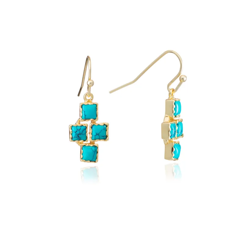 Athena Small Mosaic Drop Earrings Turquoise sold by Azuni London