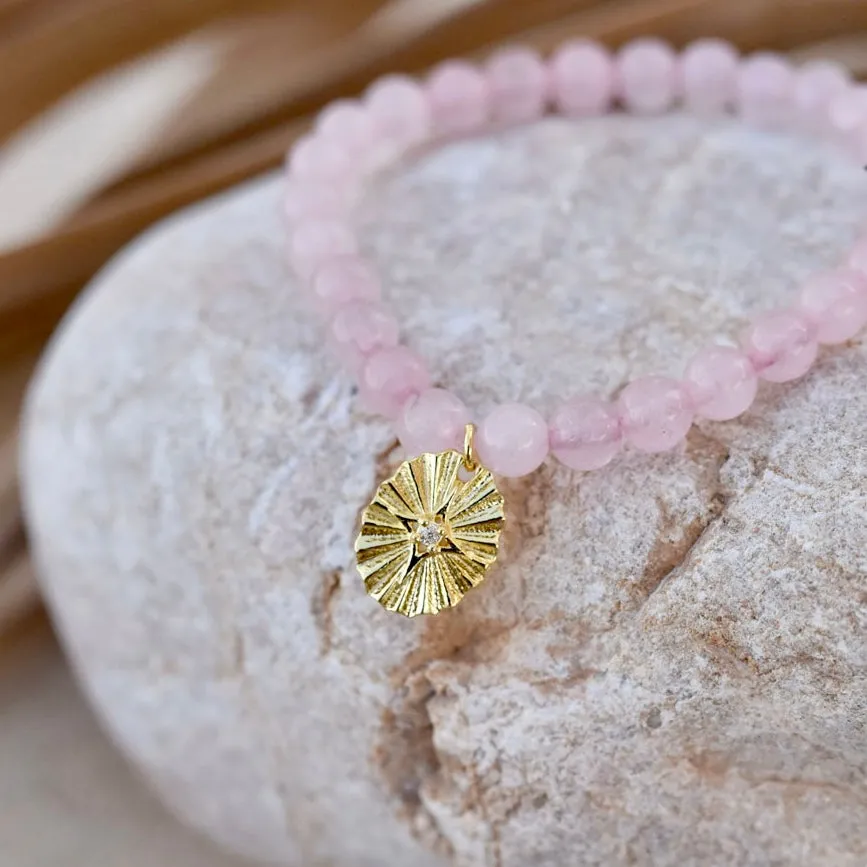 Astral Crucis Gemstone Beaded Bracelet Rosestone & Cubic Zirconia sold by Azuni London product image thumbnail 2