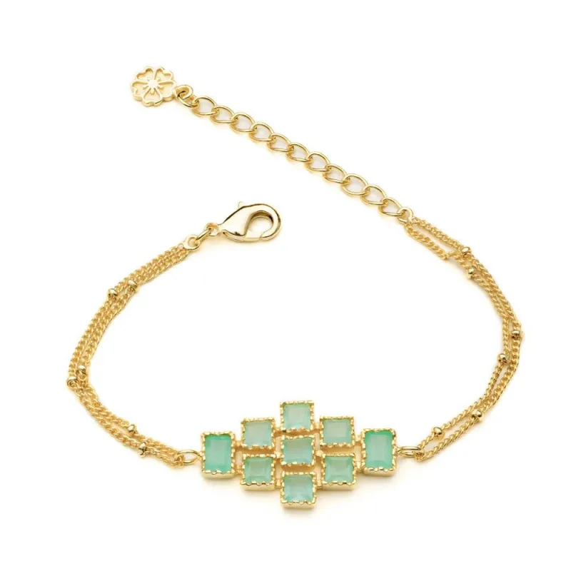 Athena Mosaic Stones Bracelet Aqua Chalcedony sold by Azuni London