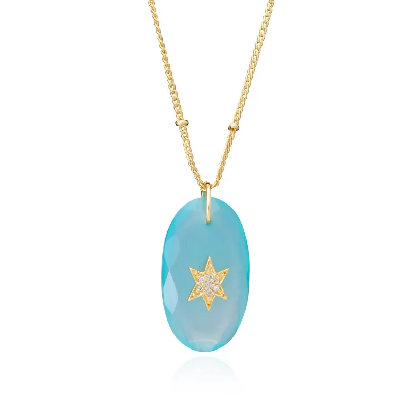 Troy Oval Gemstone Star Pendant  Pariba Onyx made by Azuni London