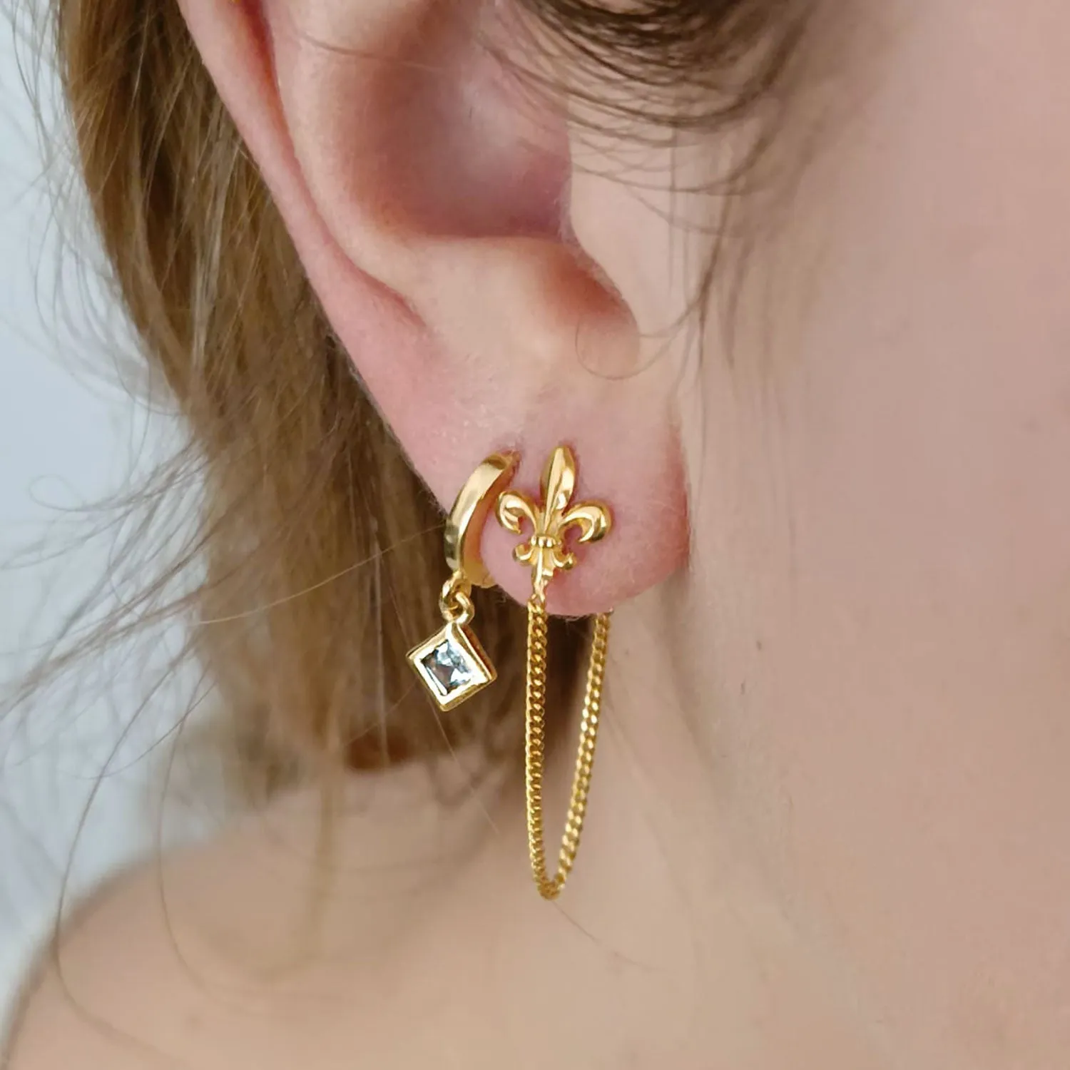 Blue Topaz Huggie Hoop Earrings sold by Azuni London product image thumbnail 4