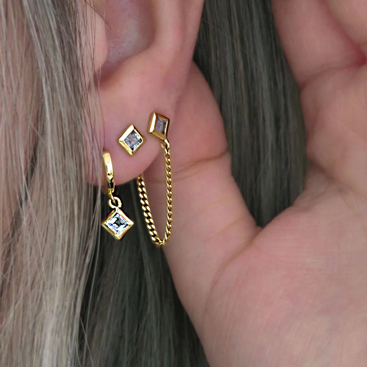 Blue Topaz Huggie Hoop Earrings sold by Azuni London product image thumbnail 5