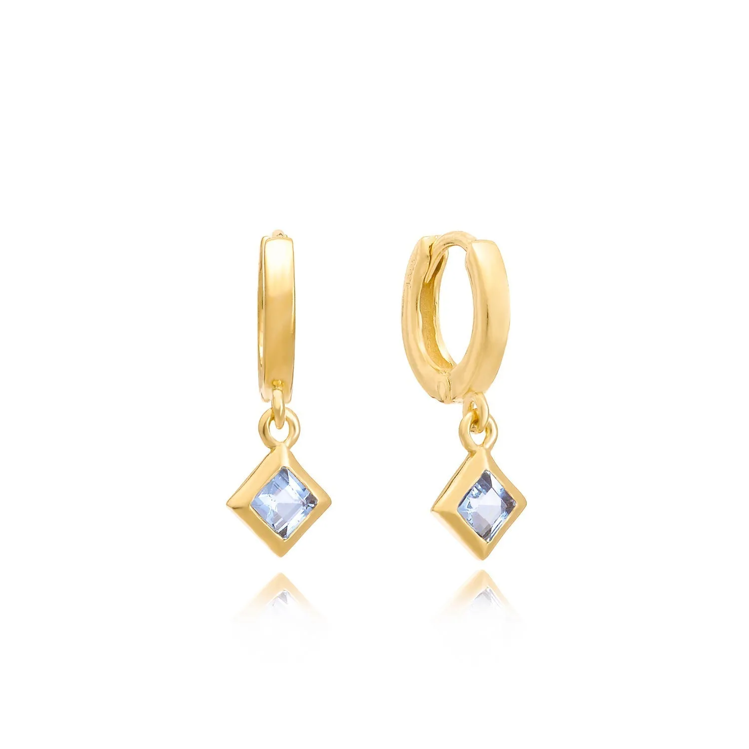 Blue Topaz Huggie Hoop Earrings sold by Azuni London