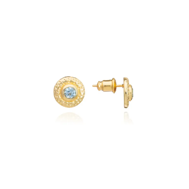 Luna Gemstone Studs Blue Topaz sold by Azuni London