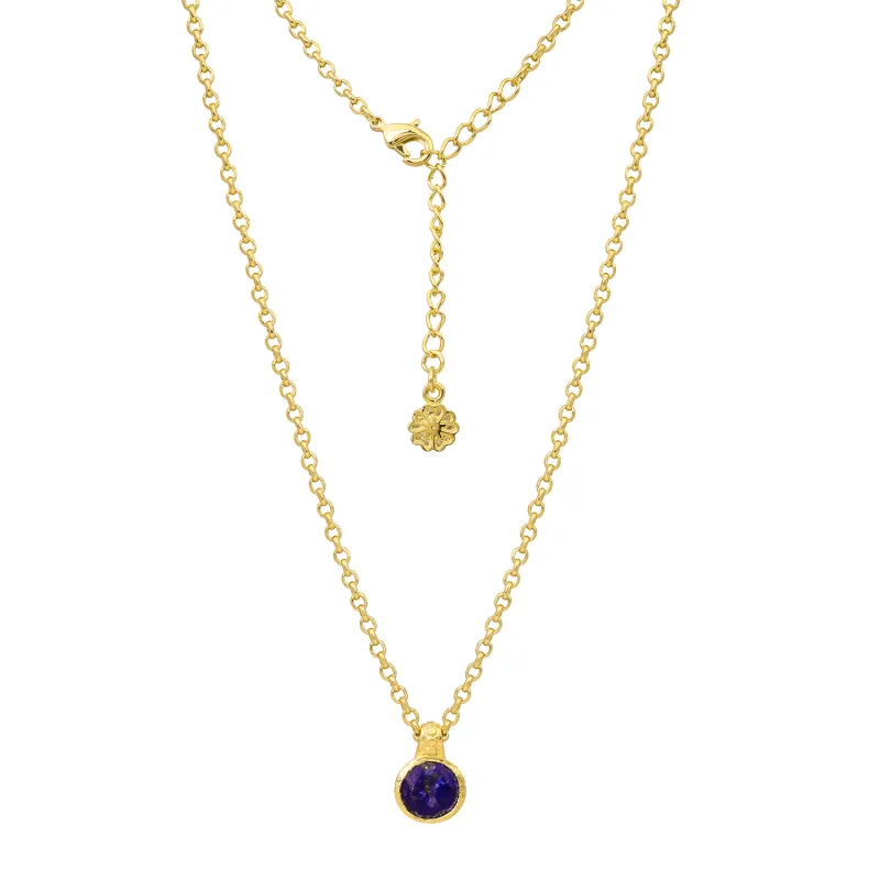 [PRE-ORDER] Charis Round Gemstone Necklace Lapis sold by Azuni London
