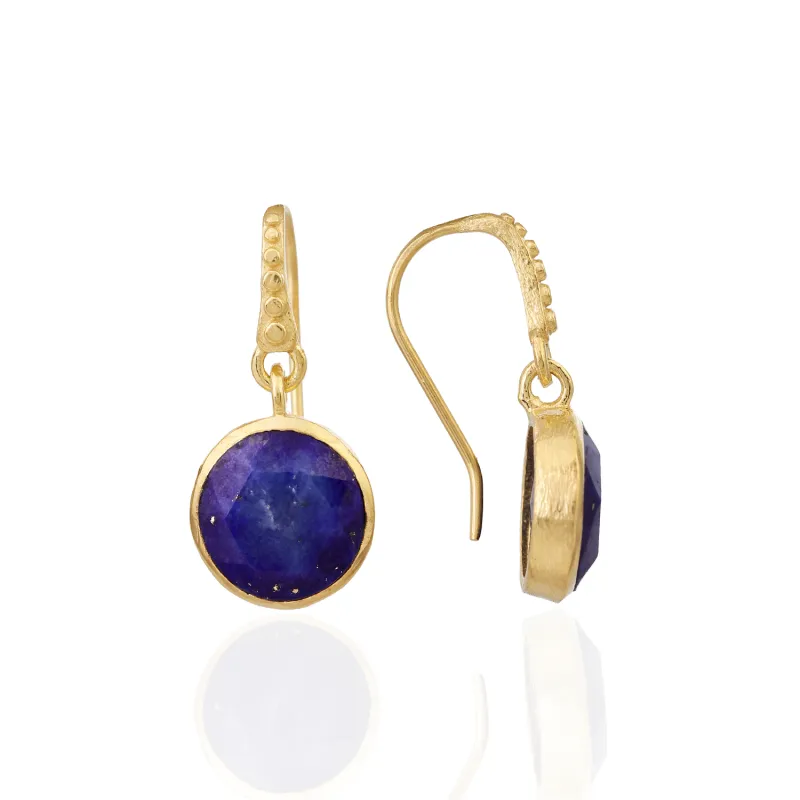 [PRE-ORDER] Charis Round Gemstone Earrings Lapis sold by Azuni London