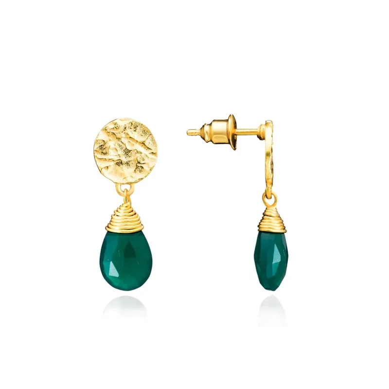 [PRE-ORDER] Classic Athena Drop Earrings: Green Onyx sold by Azuni London