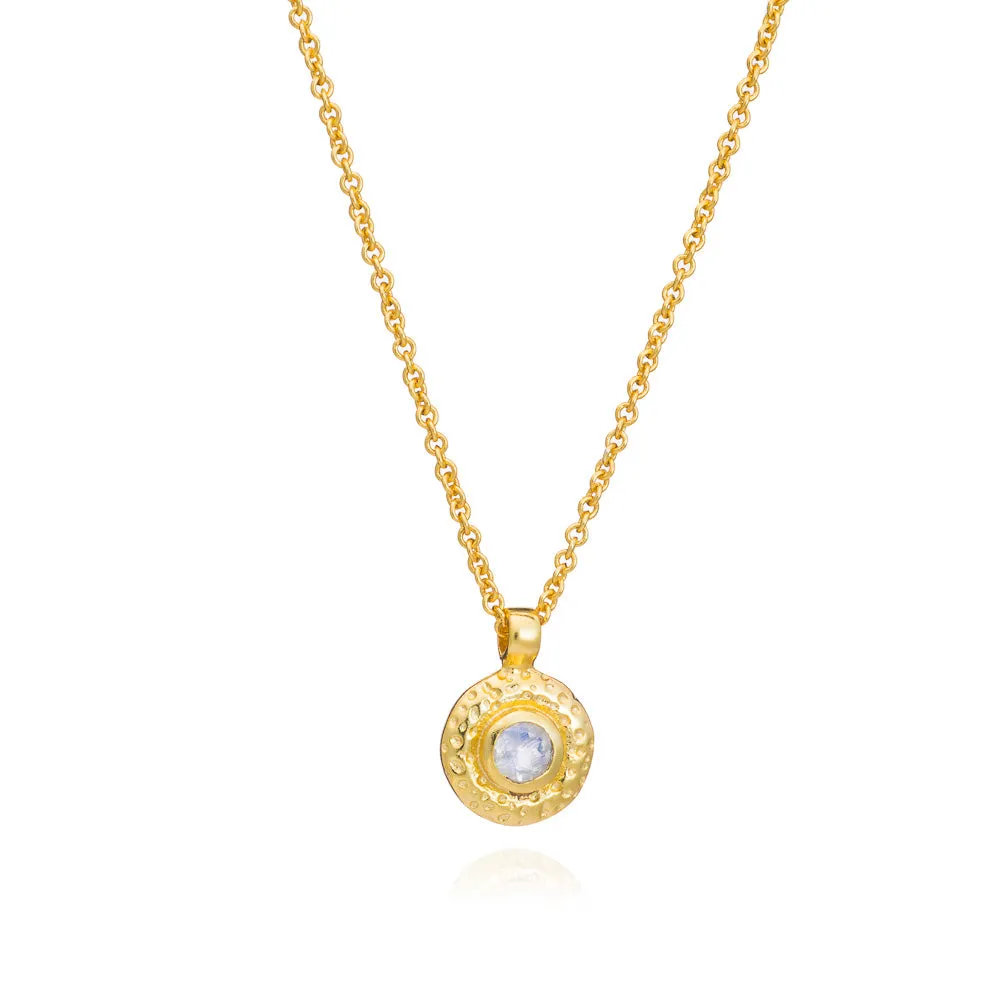 Luna Single Disc Pendant Necklace Moonstone sold by Azuni London