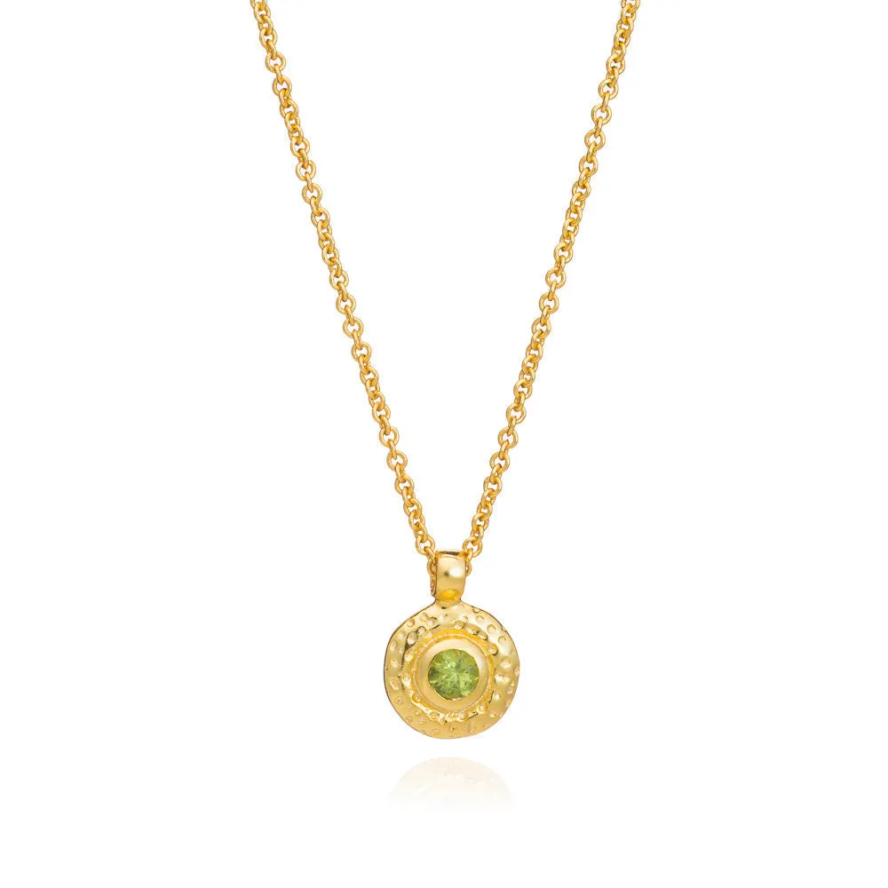 Luna Single Disc Pendant Necklace Peridot sold by Azuni London