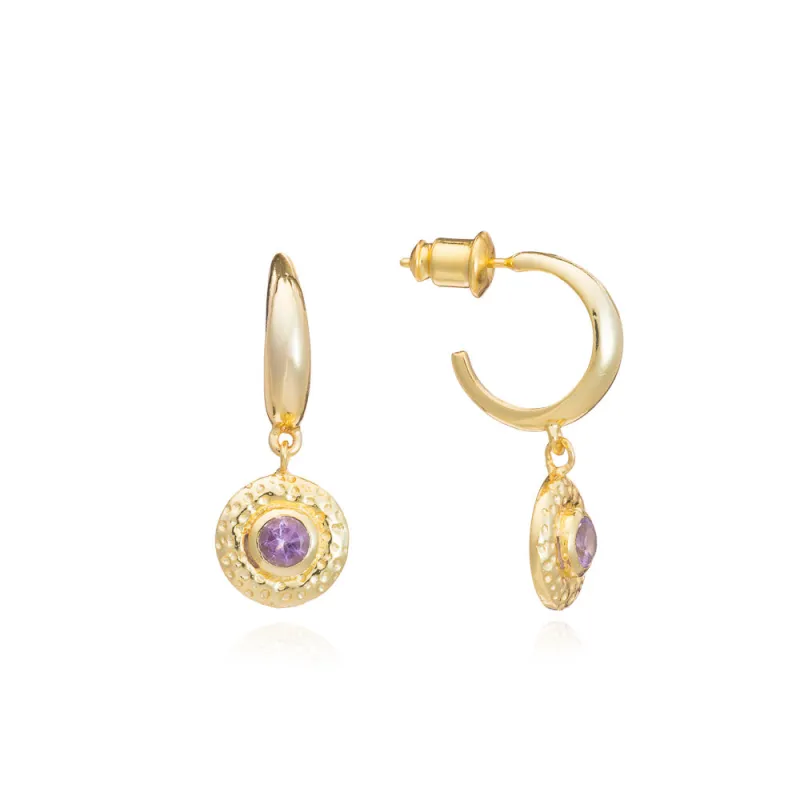 Luna Gemstone Hoops Amethyst sold by Azuni London