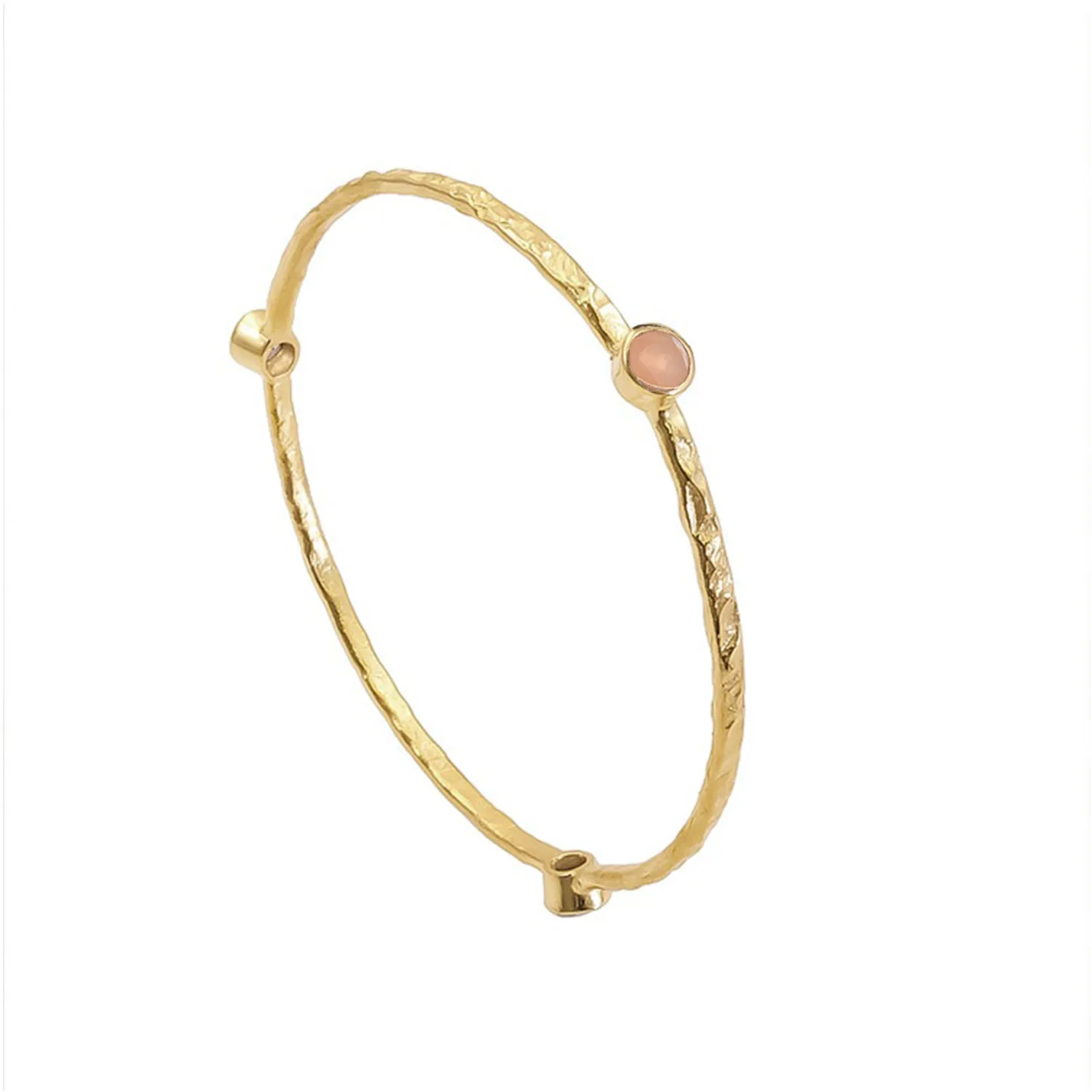 Thalia Three Stone Stacking Bangle Peach Moonstone sold by Azuni London