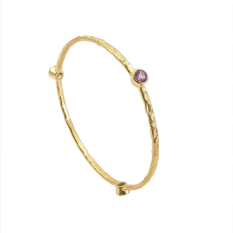Thalia Three Stone Stacking Bangle Amethyst sold by Azuni London
