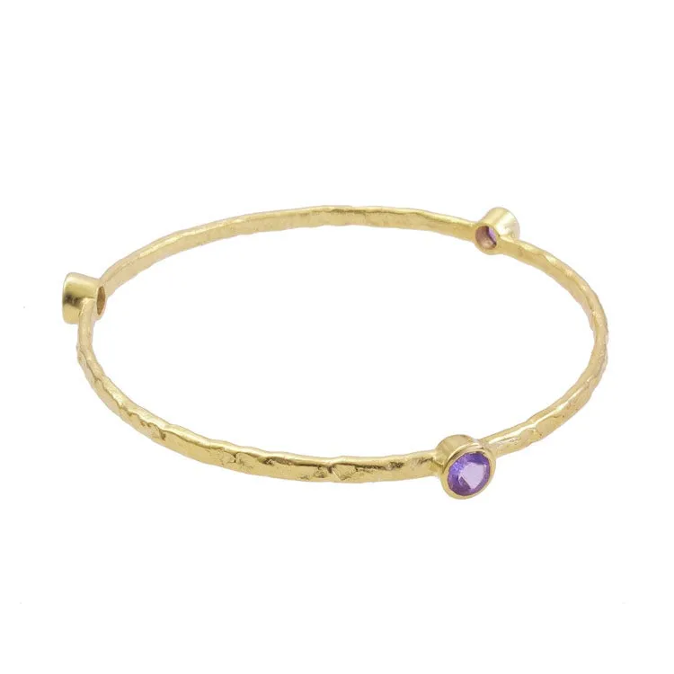 Thalia Three Stone Stacking Bangle Amethyst sold by Azuni London product image thumbnail 2