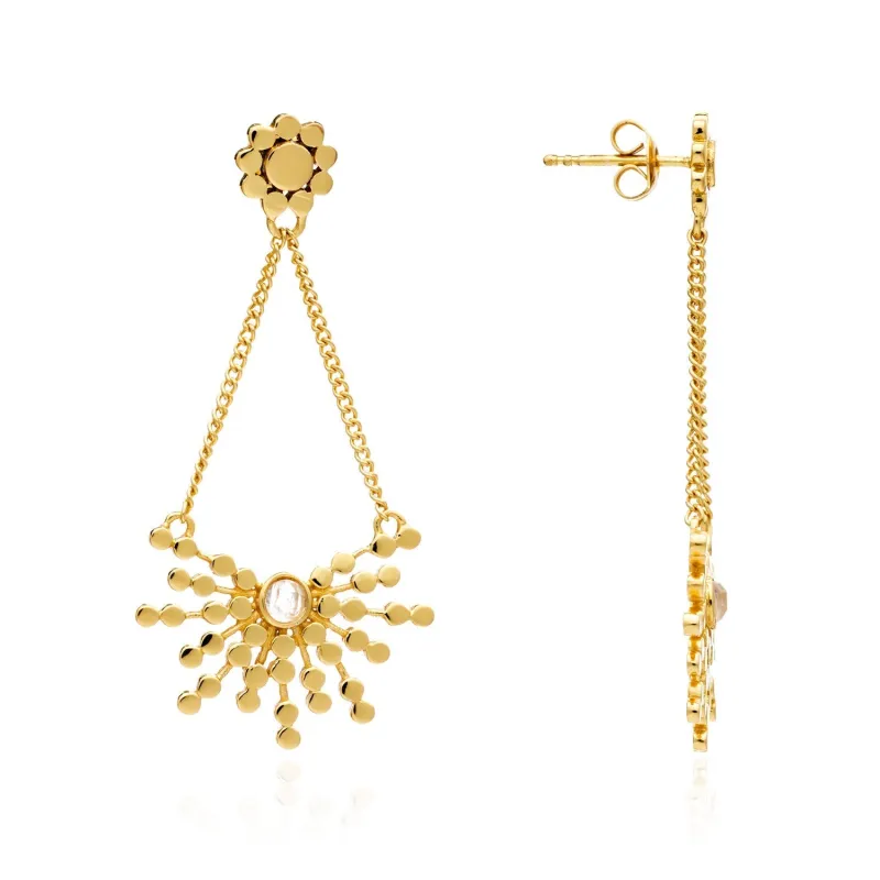 Etrusca Radiating Bead Stud Earrings: Rose Quartz sold by Azuni London