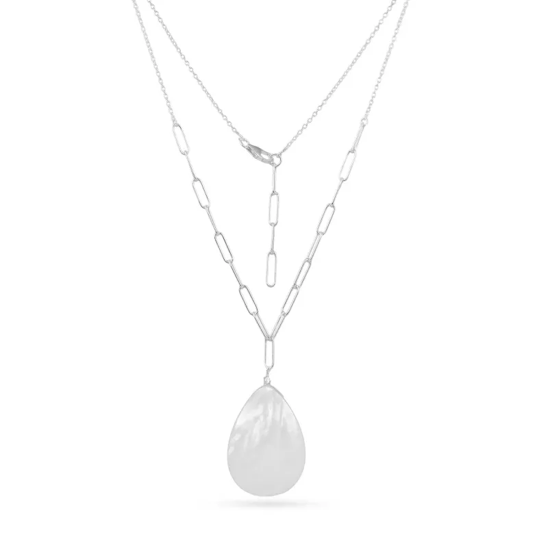 Selene Fine Silver Pendant Necklace Mother of Pearl sold by Azuni London