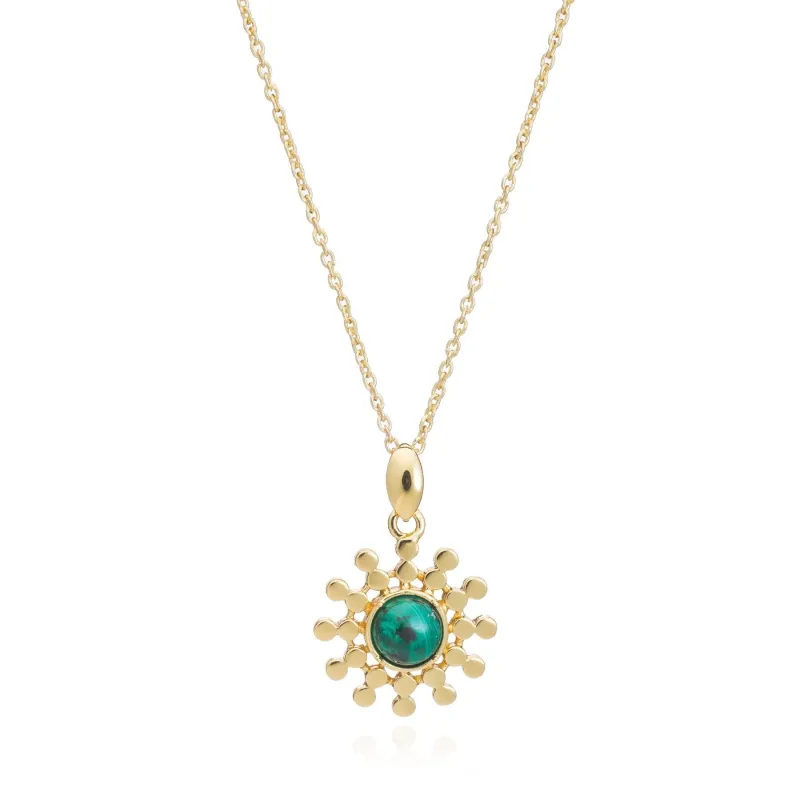Etrusca Sun Drop Pendant with Malachite made by Azuni London