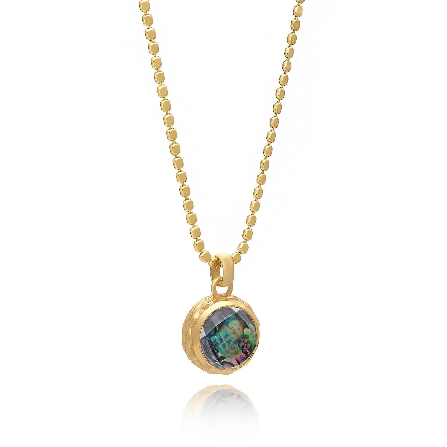 Apollo Reversible Doublet Gemstone Pendant: Abalone with Crystal sold by Azuni London